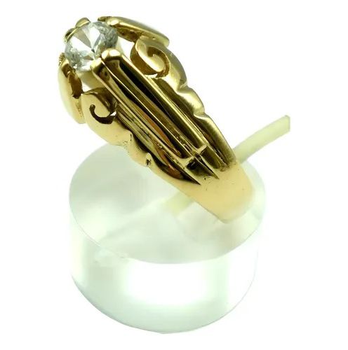 antiguo anillo solitario de oro 18 kt y zafiro blanco antiguo anillo solitario de oro 18 kt y zafiro blanco