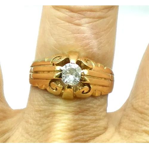 antiguo anillo solitario de oro 18 kt y zafiro blanco antiguo anillo solitario de oro 18 kt y zafiro blanco