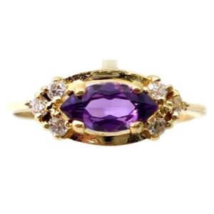 anillo de oro 18 kt amatista natural y zafiros