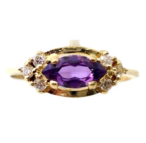 anillo de oro 18 kt amatista natural y zafiros anillo de oro 18 kt amatista natural y zafiros