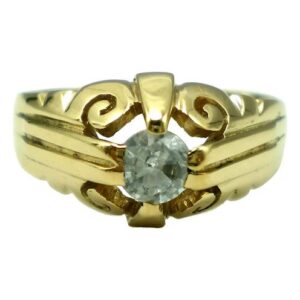 antiguo anillo solitario de oro 18 kt y zafiro blanco