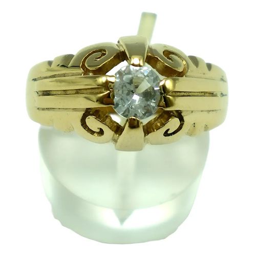 antiguo anillo solitario de oro 18 kt y zafiro blanco antiguo anillo solitario de oro 18 kt y zafiro blanco