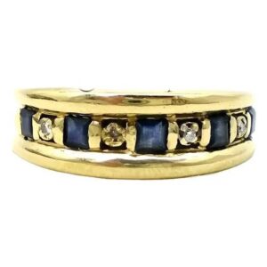 anillo de oro 18 kt medio sin fin zafiros y brillantes