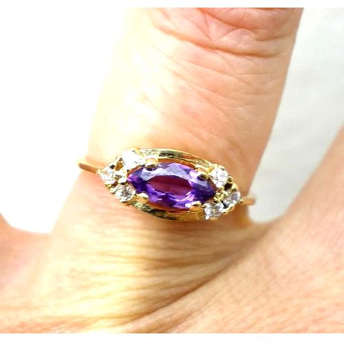 anillo de oro 18 kt amatista natural y zafiros anillo de oro 18 kt amatista natural y zafiros