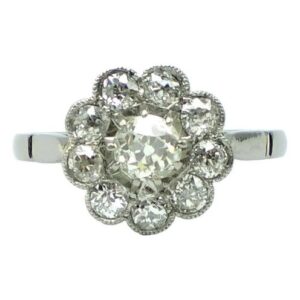 anillo roseta de platino 950 y brillantes