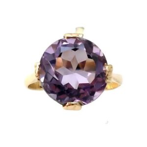 anillo solitario de oro 18kt y amatista natural