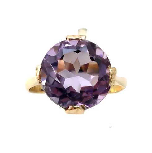 anillo solitario de oro 18kt y amatista natural anillo solitario de oro 18kt y amatista natural