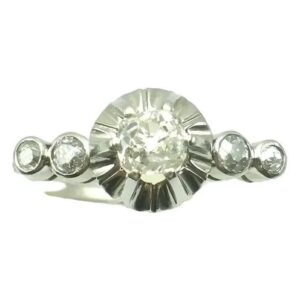 anillo solitario de platino 950 y brillantes