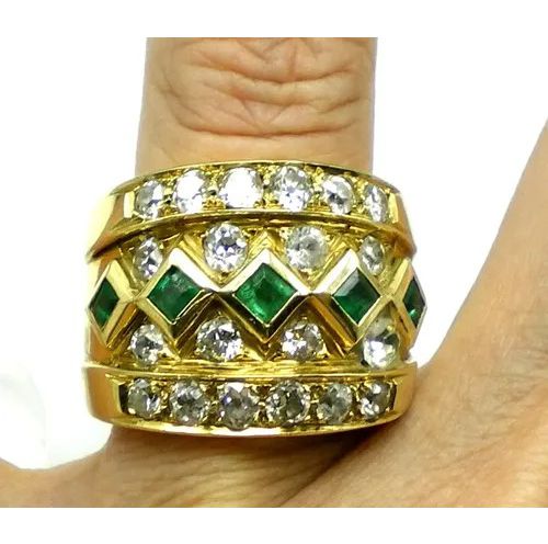 anillo de oro 18 kt esmeraldas naturales y brillantes anillo de oro 18 kt esmeraldas naturales y brillantes
