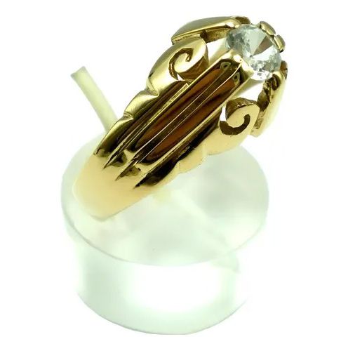 antiguo anillo solitario de oro 18 kt y zafiro blanco antiguo anillo solitario de oro 18 kt y zafiro blanco