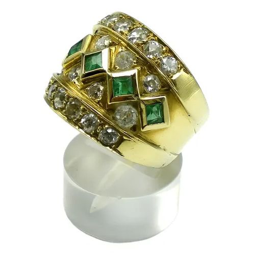 anillo de oro 18 kt esmeraldas naturales y brillantes anillo de oro 18 kt esmeraldas naturales y brillantes
