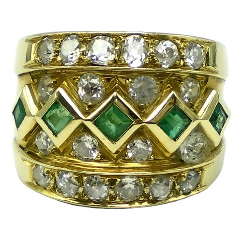 anillo de oro 18 kt esmeraldas naturales y brillantes anillo de oro 18 kt esmeraldas naturales y brillantes