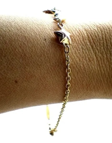 pulsera de oro 18 kt tricolor con dije de sol luna y estrell pulsera de oro 18 kt tricolor con dije de sol luna y estrell