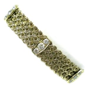 pulsera brazalete de oro 18 kt y brillantes