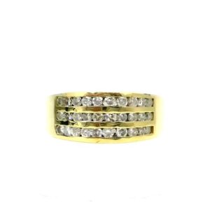 anillo triple medio sin fin de oro 18 kt y brillantes