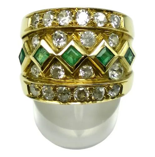 anillo de oro 18 kt esmeraldas naturales y brillantes anillo de oro 18 kt esmeraldas naturales y brillantes