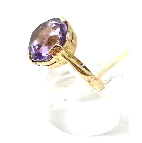 anillo solitario de oro 18kt y amatista natural anillo solitario de oro 18kt y amatista natural