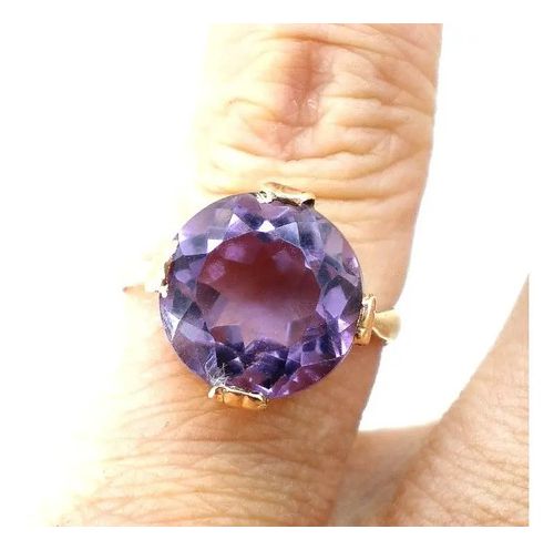 anillo solitario de oro 18kt y amatista natural anillo solitario de oro 18kt y amatista natural
