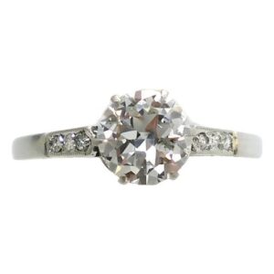 anillo solitario de platino 950 y brillantes