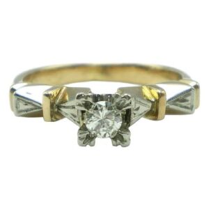 anillo solitario de oro 18 kt platino y brillante