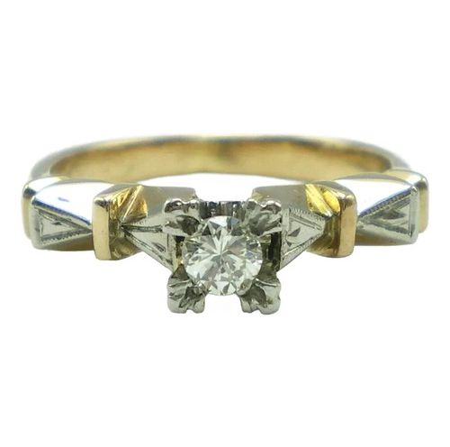 anillo solitario de oro 18 kt platino y brillante anillo solitario de oro 18 kt platino y brillante