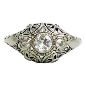 anillo imperio de platino 950 y brillantes
