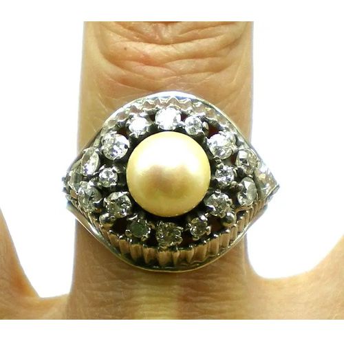 anillo de platino 950 perla natural y brillantes anillo de platino 950 perla natural y brillantes