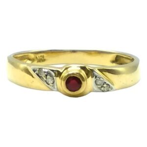 anillo de oro 18 kt rubi natural y brillantes