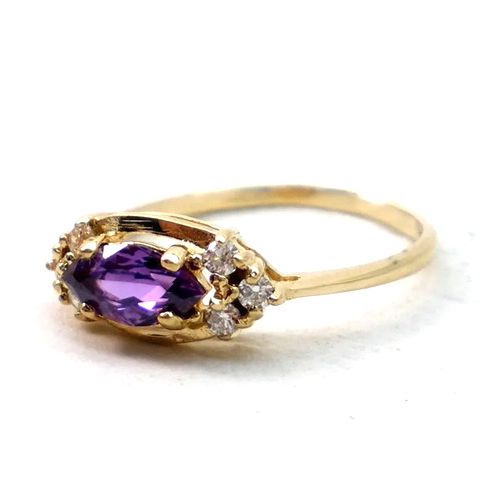 anillo de oro 18 kt amatista natural y zafiros anillo de oro 18 kt amatista natural y zafiros