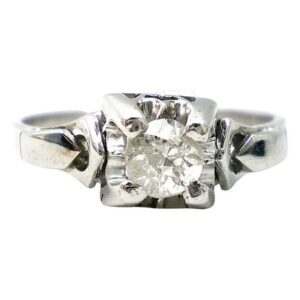 anillo de oro 18 kt antiguo solitario y brillante