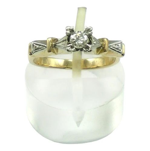 anillo solitario de oro 18 kt platino y brillante anillo solitario de oro 18 kt platino y brillante