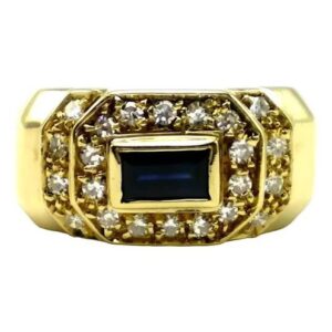 anillo de oro 18 kt zafiro azul natural y brillantes