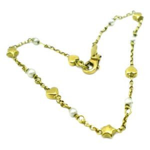 pulsera de oro 18 kt y mini perlas naturales
