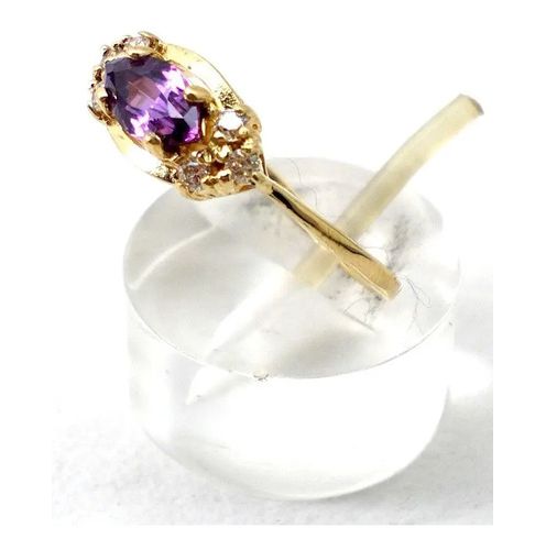anillo de oro 18 kt amatista natural y zafiros anillo de oro 18 kt amatista natural y zafiros