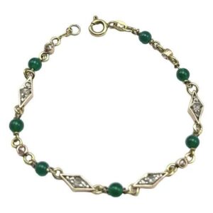 pulsera de oro diamantes y aventurinas naturales