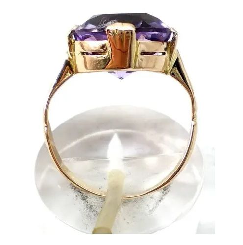 anillo solitario de oro 18kt y amatista natural anillo solitario de oro 18kt y amatista natural