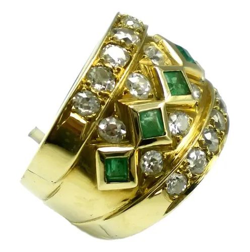 anillo de oro 18 kt esmeraldas naturales y brillantes anillo de oro 18 kt esmeraldas naturales y brillantes