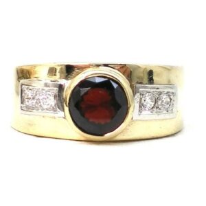 anillo de oro 18 kt granate y zafiros blancos
