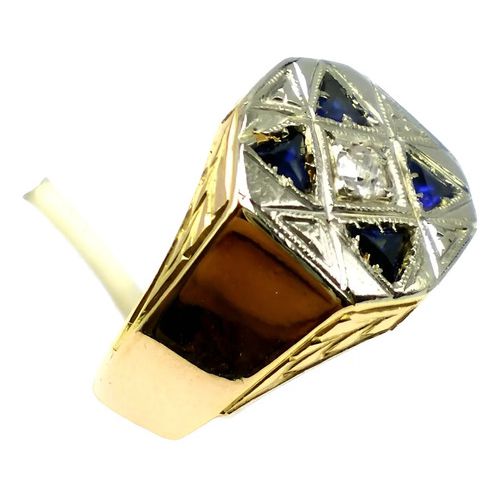 anillo art deco de oro 18 kt platino brillante y zafiros anillo art deco de oro 18 kt platino brillante y zafiros