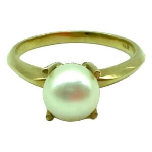 anillo de oro 18 kt y perla natural