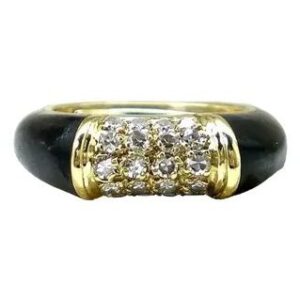 anillo de oro 18 kt esmalte y brillantes