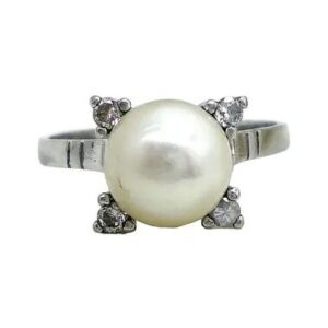 anillo de platino brillantes y perla natural